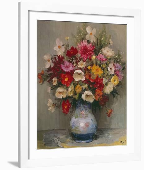 Dahlias Dans Un Pot Bleu-Marcel Dyf-Framed Giclee Print