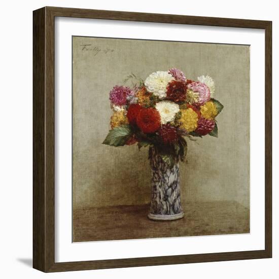 Dahlias in a Chinese Vase, 1874-Eugène Boudin-Framed Giclee Print