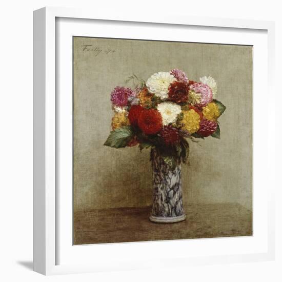 Dahlias in a Chinese Vase, 1874-Eugène Boudin-Framed Giclee Print