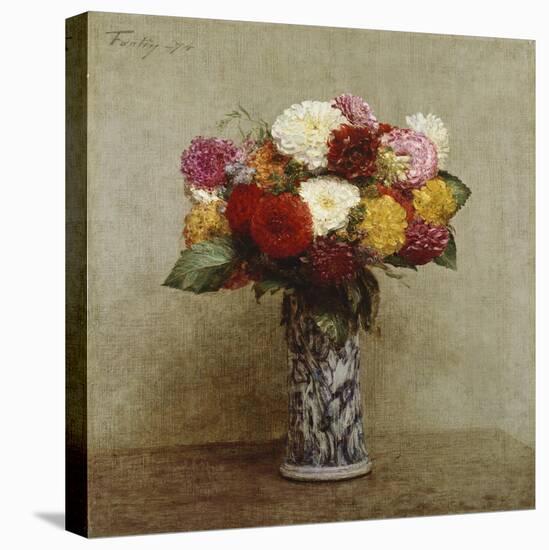 Dahlias in a Chinese Vase, 1874-Eugène Boudin-Stretched Canvas