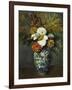 Dahlias in a Delft Vase, 1873-Paul Cézanne-Framed Giclee Print