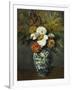 Dahlias in a Delft Vase, 1873-Paul Cézanne-Framed Giclee Print