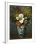 Dahlias in a Delft Vase, 1873-Paul Cézanne-Framed Giclee Print