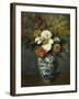 Dahlias in a Delft Vase, 1873-Paul Cézanne-Framed Giclee Print