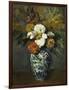 Dahlias in a Delft Vase, 1873-Paul Cézanne-Framed Giclee Print