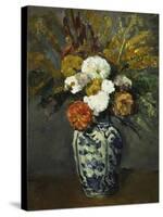 Dahlias in a Delft Vase, 1873-Paul Cézanne-Stretched Canvas