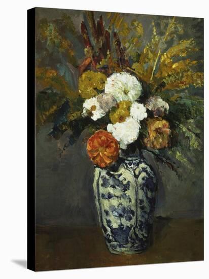 Dahlias in a Delft Vase, 1873-Paul Cézanne-Stretched Canvas