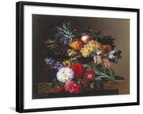 Dahlias, Lupin and Coreopsis in a Greek Kylix-Johan Laurentz Jensen-Framed Giclee Print