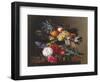 Dahlias, Lupin and Coreopsis in a Greek Kylix-Johan Laurentz Jensen-Framed Giclee Print