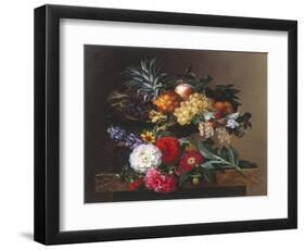 Dahlias, Lupin and Coreopsis in a Greek Kylix-Johan Laurentz Jensen-Framed Giclee Print