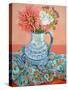 Dahlias, Roses and Michaelmas Daisies-Joan Thewsey-Stretched Canvas