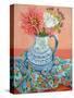 Dahlias, Roses and Michaelmas Daisies-Joan Thewsey-Stretched Canvas