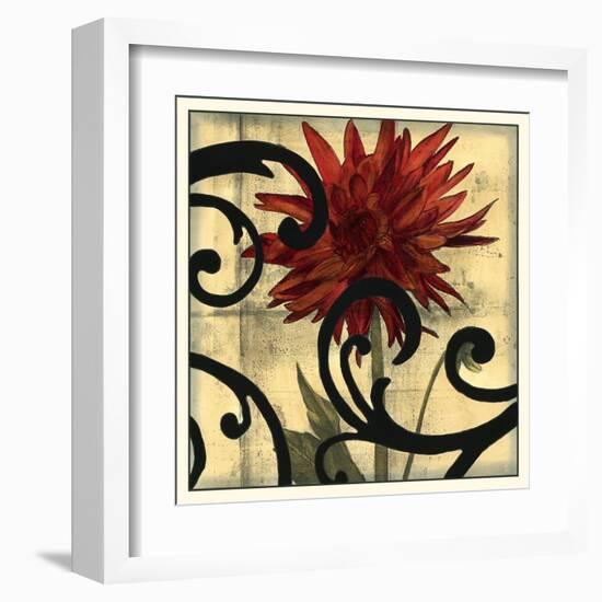 Dahlias & Scrolls II-Jennifer Goldberger-Framed Art Print