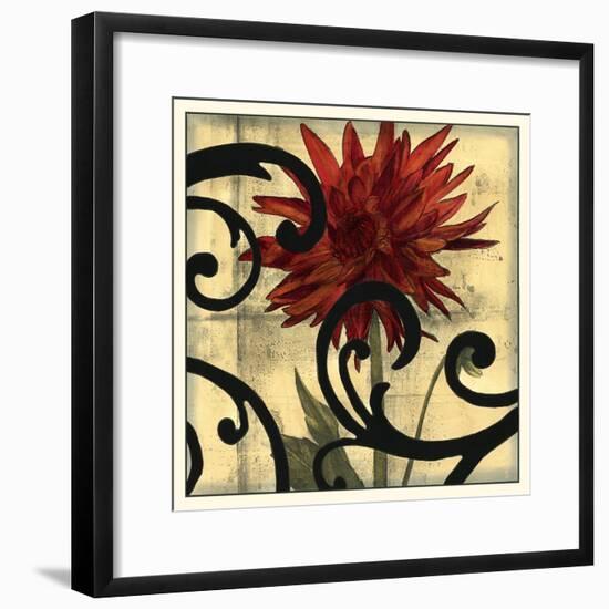 Dahlias & Scrolls II-Jennifer Goldberger-Framed Art Print