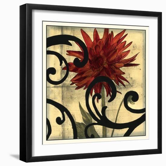 Dahlias & Scrolls II-Jennifer Goldberger-Framed Art Print