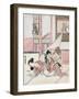 Daikoku from a Painting Taking a Peek under a Woman's Kimono, Japanese Wood-Cut Print-Lantern Press-Framed Art Print