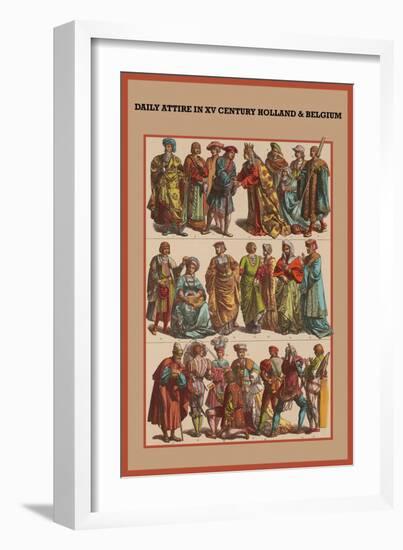 Daily Attire in XV Century, Holland and Belgium-Friedrich Hottenroth-Framed Art Print