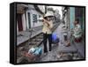 Daily Life by the Railway Tracks in Central Hanoi, Vietnam, Indochina, Southeast Asia-Andrew Mcconnell-Framed Stretched Canvas