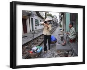 Daily Life by the Railway Tracks in Central Hanoi, Vietnam, Indochina, Southeast Asia-Andrew Mcconnell-Framed Photographic Print