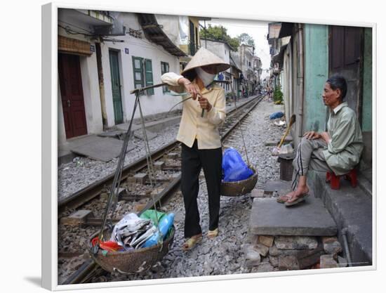 Daily Life by the Railway Tracks in Central Hanoi, Vietnam, Indochina, Southeast Asia-Andrew Mcconnell-Framed Photographic Print