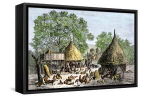 Daily Life in an African Village in the Congo Basin-null-Framed Stretched Canvas