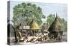 Daily Life in an African Village in the Congo Basin-null-Stretched Canvas