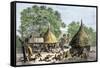 Daily Life in an African Village in the Congo Basin-null-Framed Stretched Canvas