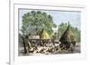 Daily Life in an African Village in the Congo Basin-null-Framed Giclee Print