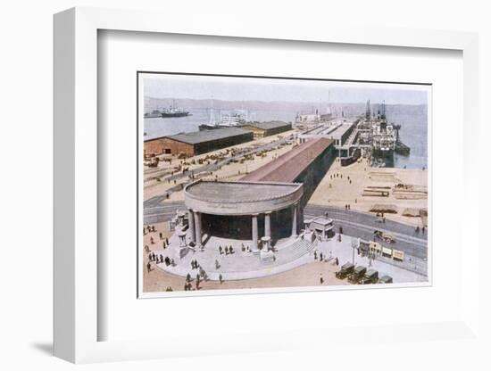 Dairen: the Harbour, with Wharf-null-Framed Photographic Print