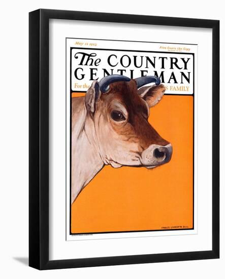 "Dairy Cow," Country Gentleman Cover, May 12, 1923-Charles Bull-Framed Giclee Print