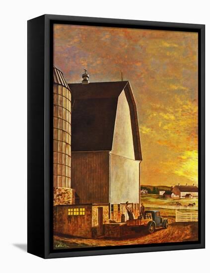 "Dairy Farm," July 19, 1947-John Atherton-Framed Stretched Canvas