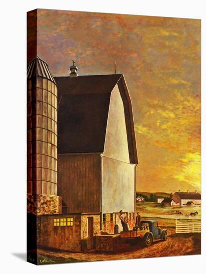 "Dairy Farm," July 19, 1947-John Atherton-Stretched Canvas