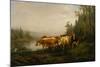 Dairy maid by the forest lake, 1869-Anders Askevold-Mounted Giclee Print