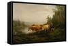 Dairy maid by the forest lake, 1869-Anders Askevold-Framed Stretched Canvas