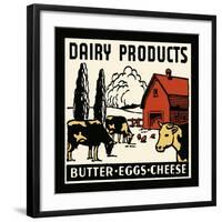 Dairy Products-Butter, Eggs, Cheese-Retro Series-Framed Art Print