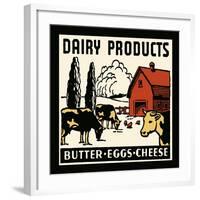 Dairy Products-Butter, Eggs, Cheese-Retro Series-Framed Art Print