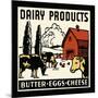 Dairy Products-Butter, Eggs, Cheese-Retro Series-Mounted Art Print