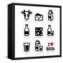 Dairy Products - Milk, Cheese Vector Icons Set-RedKoala-Framed Stretched Canvas