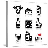 Dairy Products - Milk, Cheese Vector Icons Set-RedKoala-Stretched Canvas