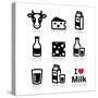 Dairy Products - Milk, Cheese Vector Icons Set-RedKoala-Stretched Canvas