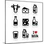 Dairy Products - Milk, Cheese Vector Icons Set-RedKoala-Mounted Art Print