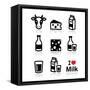 Dairy Products - Milk, Cheese Vector Icons Set-RedKoala-Framed Stretched Canvas