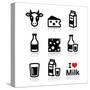 Dairy Products - Milk, Cheese Vector Icons Set-RedKoala-Stretched Canvas