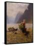 Dairymaid and Bunch of Leaves-Hans Andreas Dahl-Framed Stretched Canvas