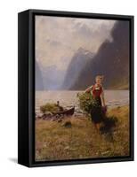 Dairymaid and Bunch of Leaves-Hans Andreas Dahl-Framed Stretched Canvas