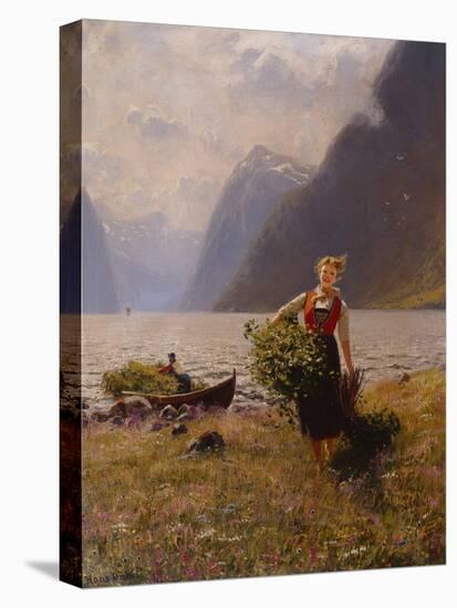 Dairymaid and Bunch of Leaves-Hans Andreas Dahl-Stretched Canvas