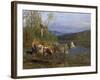 Dairymaid with cows, 1881-Anders Askevold-Framed Giclee Print