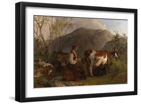 Dairymaids with cows, 1861-Michael Peter Ancher-Framed Giclee Print