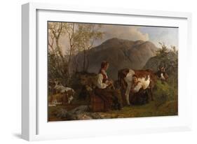 Dairymaids with cows, 1861-Michael Peter Ancher-Framed Giclee Print