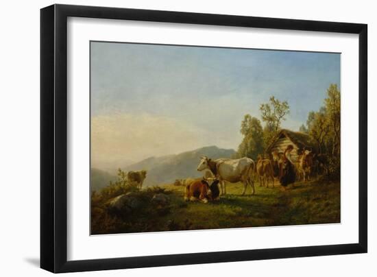 Dairymaids with cows, 1867-Anders Askevold-Framed Giclee Print